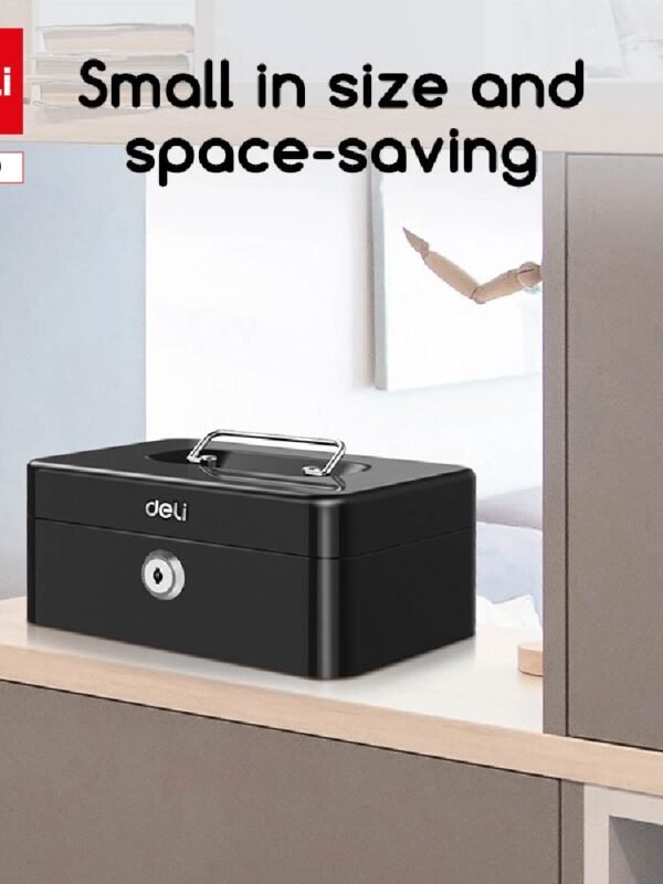 ديلي صندوق نقود صغير - حماية مفتاح - مقبض علوي - قياس 9*20*16 سم - أسود - ET500